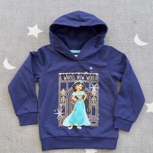 Disney Princess Jasmine Graphic Navy Fleece Hoodie Size 5
